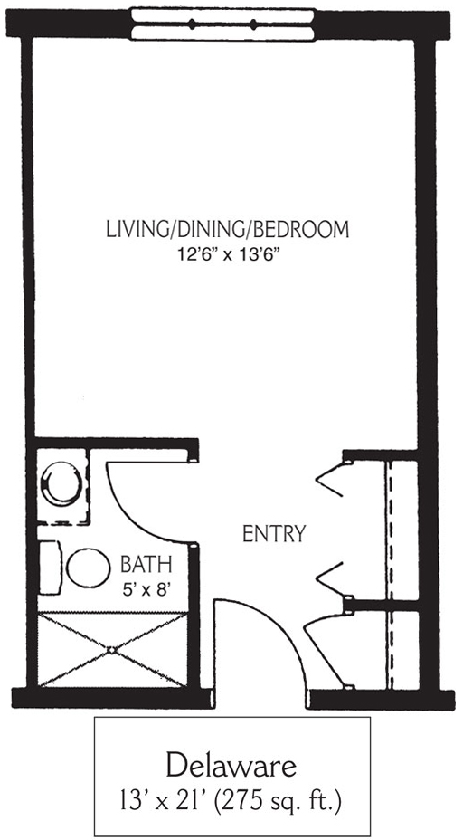a black and white floor plan of a delaware apartment