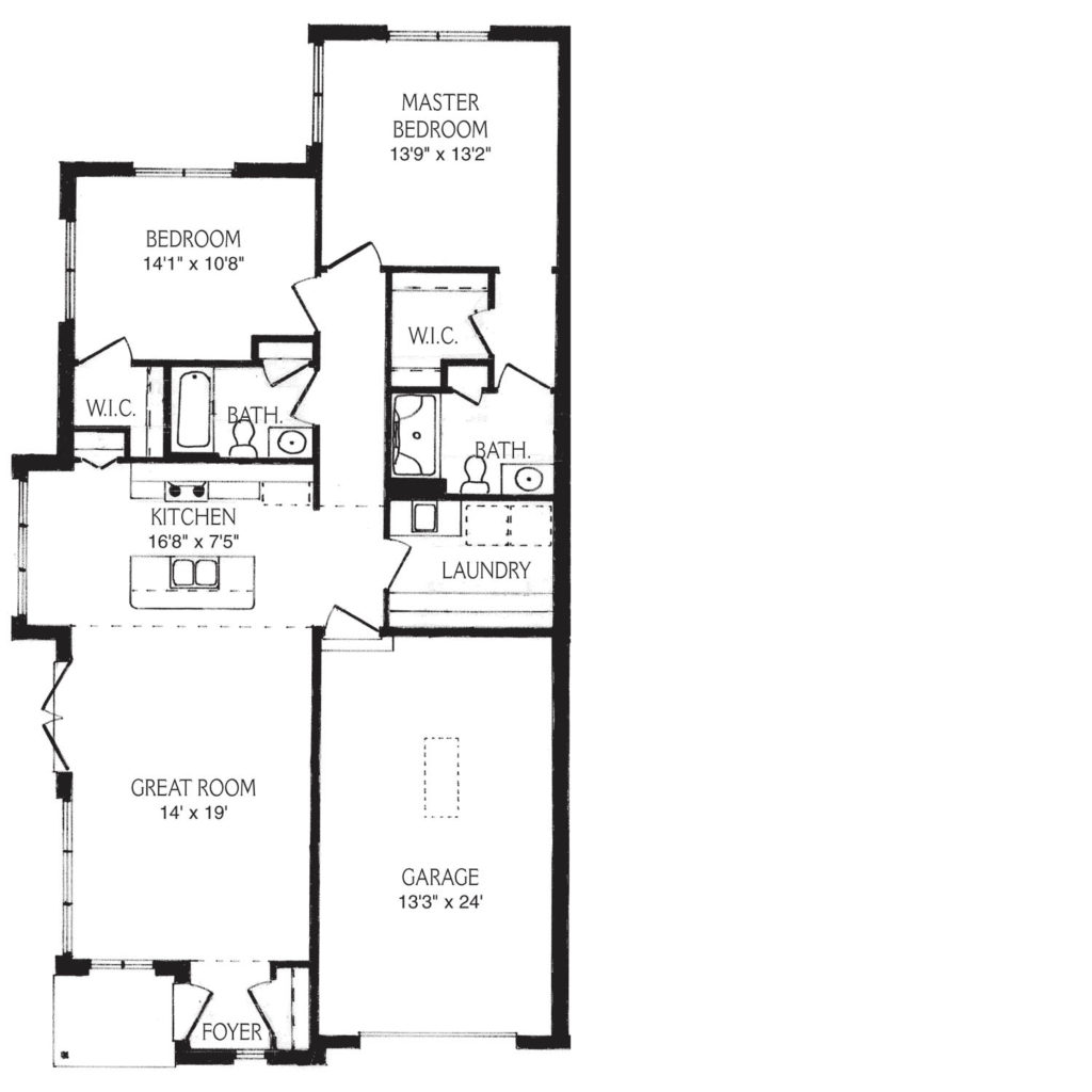 a black and white floor plan of a cottage