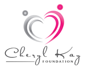 a logo for the cheryl kay foundation with a pink heart