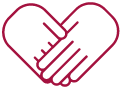 a handshake in the shape of a heart icon
