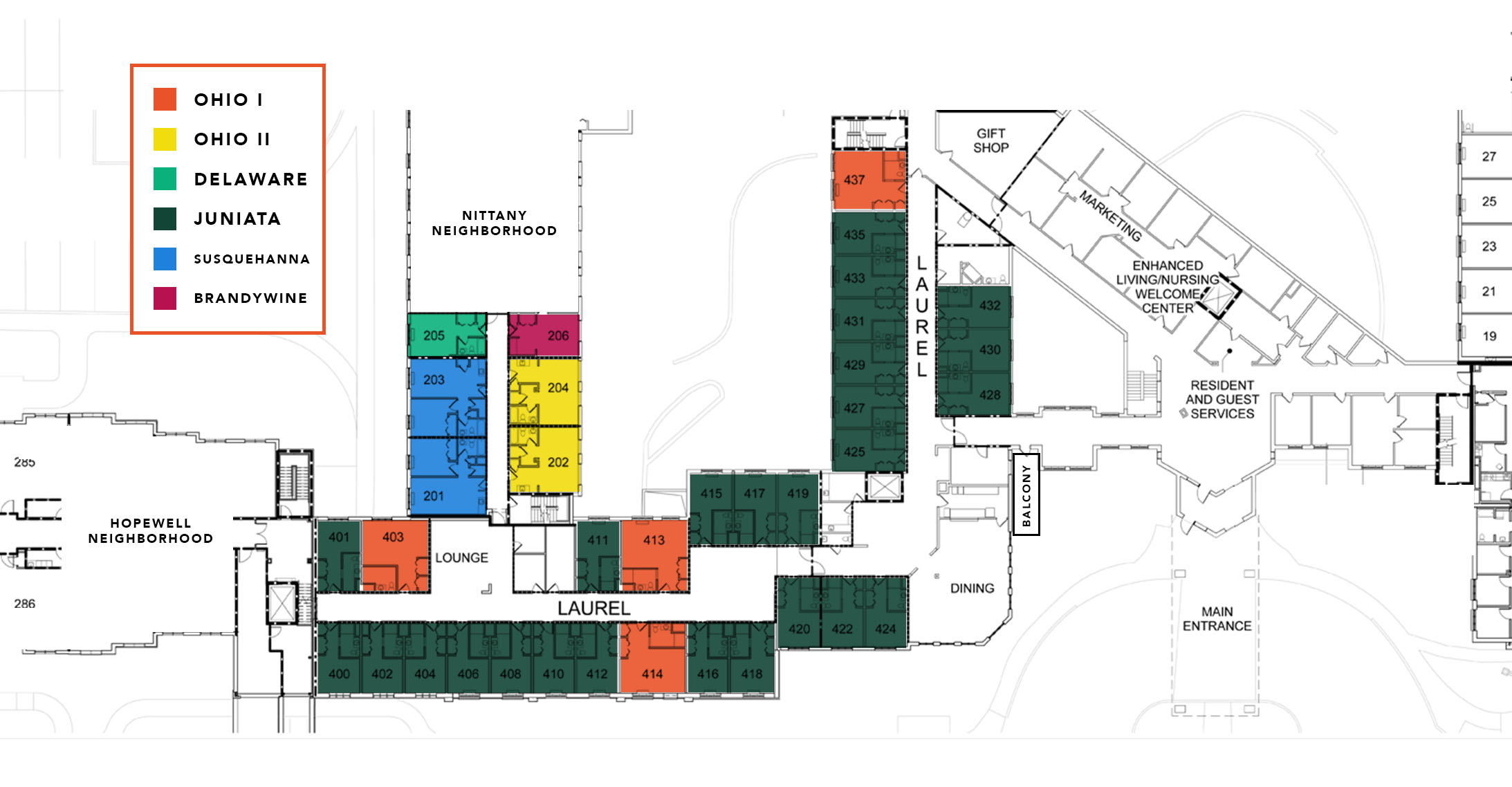 a floor plan of the ohio ii delaware juniata susquehanna brandwine and laurel neighborhoods