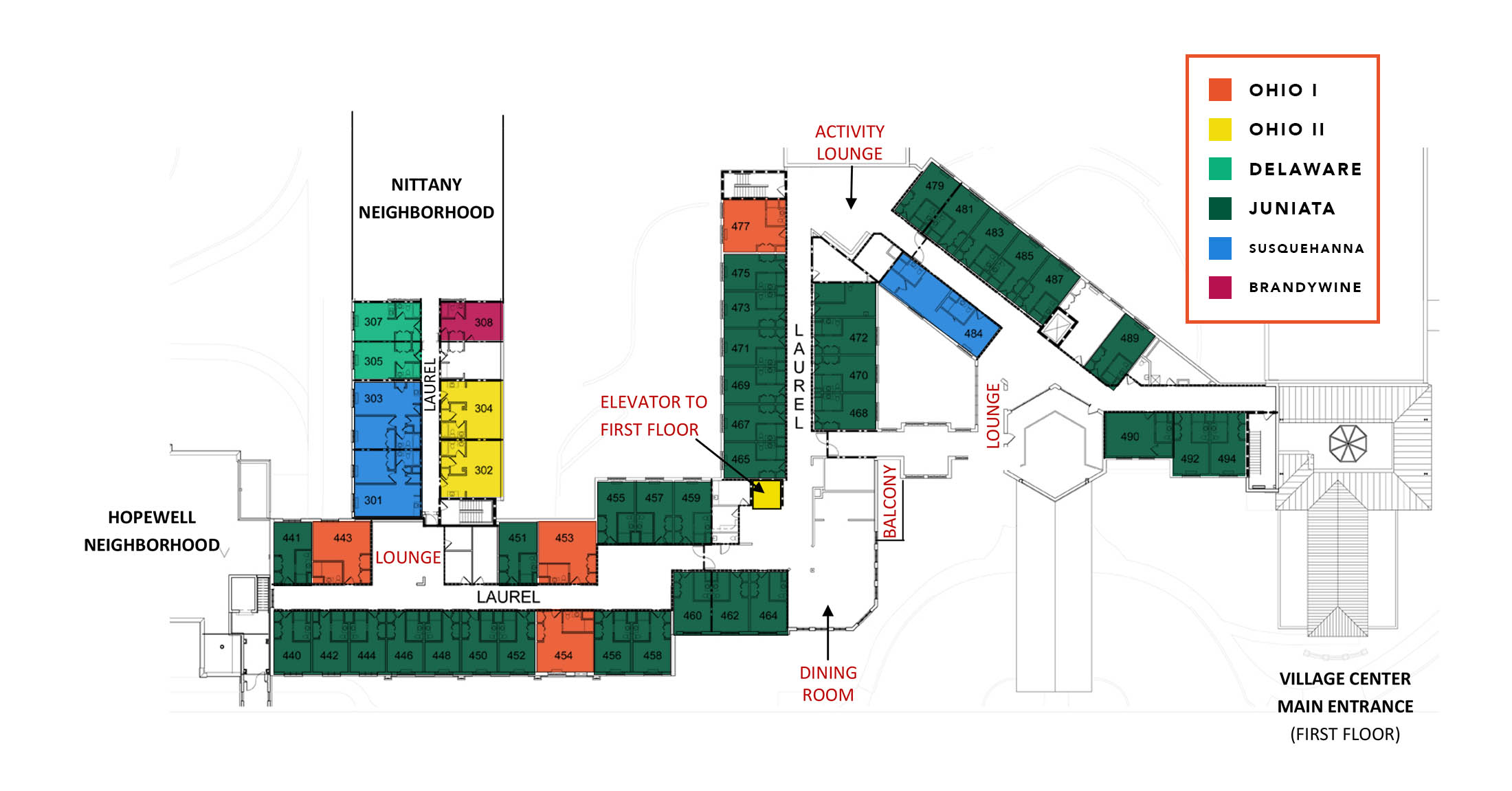 a floor plan of a building shows the elevator to first floor