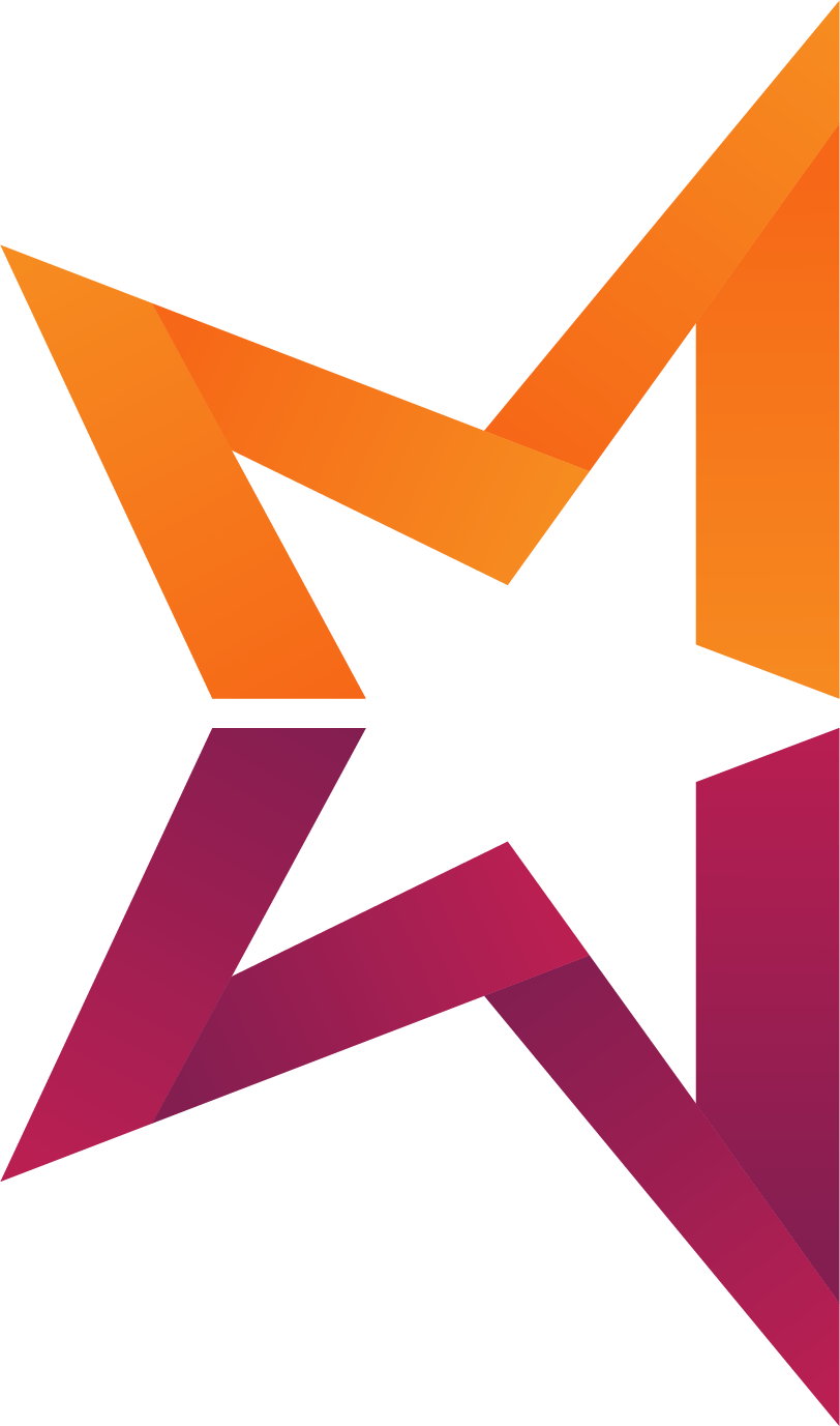 an orange and magenta star on a transparent background